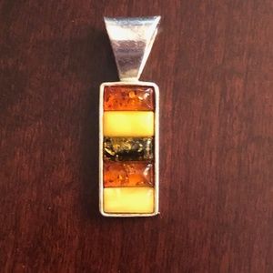 Amber and Silver Pendant